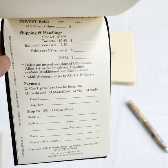 Graphic Image Refillable Gold Italian Leather Python Flip Pad Pen Set - Picture 11 of 12